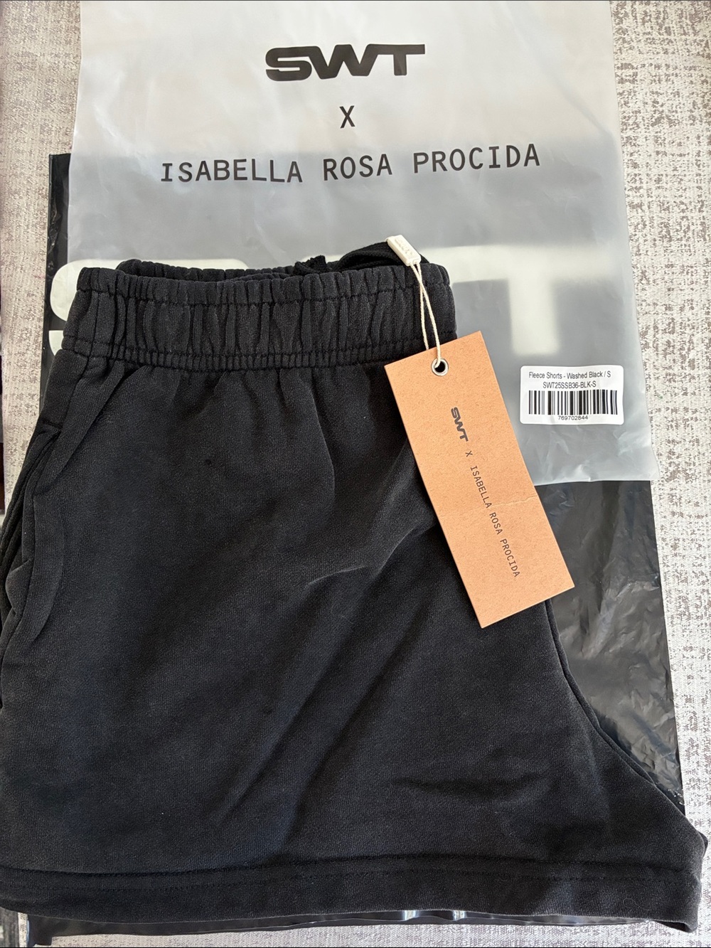 SWT x Isabella Rosa Procida Black Fleece Shorts size small